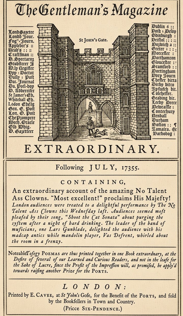 GentlemansMagazine-thumb No Talent Ass Clowns play concert date in 1735.